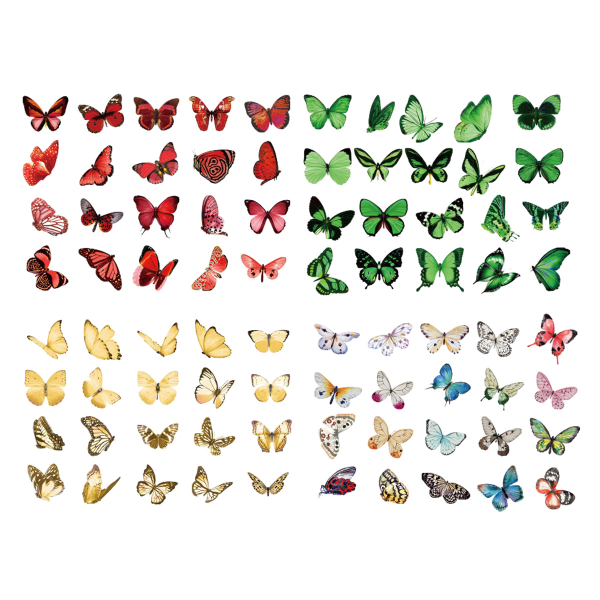 Sommerfuglklistremerkesett (160 stykker) Sommerfugl i transparent farge