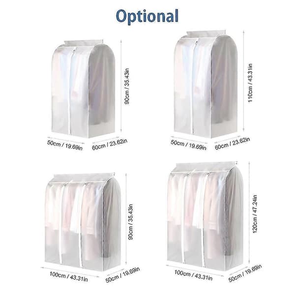 Transparent Hanging Garment Storage Bags - Dustproof Waterproof Clothes Cover (Multiple Sizes)
