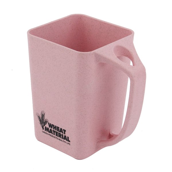 Enfärgad vetehalm drickstvättkopp Bärbar med handtag (rosa)