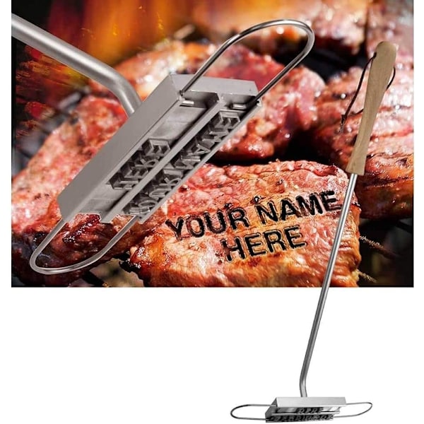 Personlig Grillningsutrustning, BBQ Brännstämjärn med Utbytbara Bokstäver, Värmebeständigt Trähandtag Lättviktig Portabel, Idealisk för Differentiering