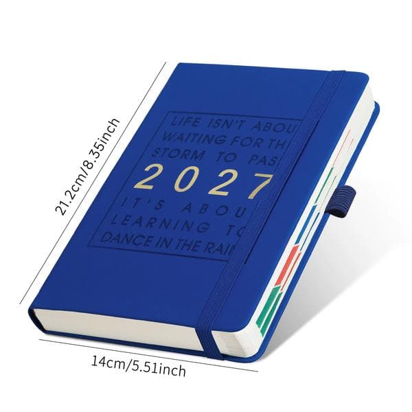 2027 Planner (engelsk version) - Kalender, notesbog, optager til arbejdseffektivitet, bandageplanlægger (kongeblå)