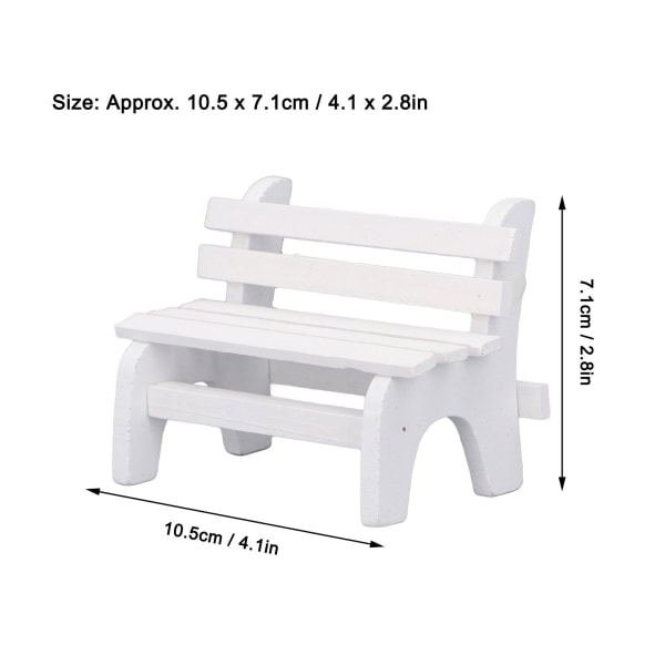 1:12 Skala Dukkehus Træbænk Høj Simulation Miniature Bænk Møbelmodel Hvid