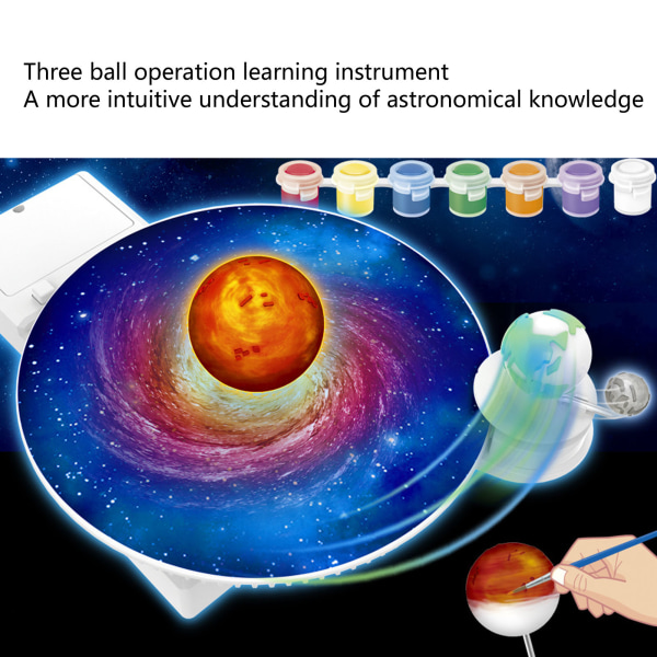2 i 1 DIY solsystem tre planeter stereoskopiska montering leksaker måla solsystem set