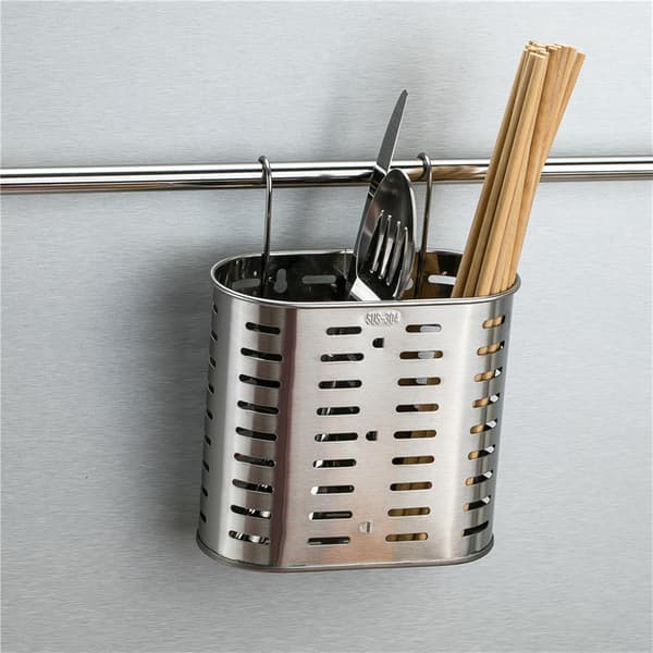 Bestikafdrypper i rustfrit stål med 2 rum, holder til spisepinde og bestik