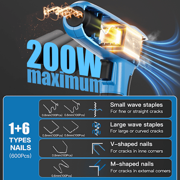 70/100/200W Bil Plast Reparation Fordon Svetsning Plastsvetsmaskin + Klämma