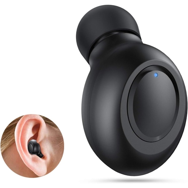 Smidig Bluetooth-hörsnäcka, osynligt trådlöst headset med förbättrat batteri, ministorlek för diskret användning, ergonomisk design, högkvalitativt stereoljud för