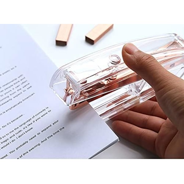 Högpresterande häftapparat i roséguld för skrivbord, elegant design med ultraklar akrylkropp för hemmakontor, garanterat problemfri mekanism