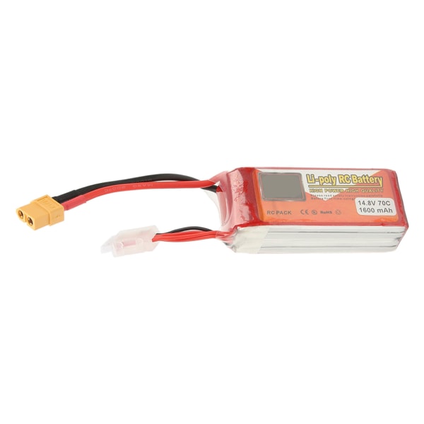 1600mAh 70C 4S LiPo-batteripaket Stabil ström med XT60-kontakt RC Lipo-batteri för fjärrstyrda flygplan 14,8V