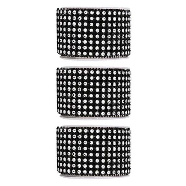 3PCS Rhinestone Mesh Roll Shiny Diamond Wrap Ribbon Trim DIY Håndlavet DekorationSort