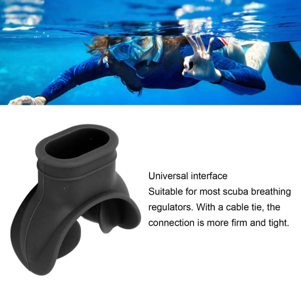 Scuba Diving Regulator Munnstykke Silikon Universal Comfort Bite Munnstykke Snorkel Regulator for Replacement Svart
