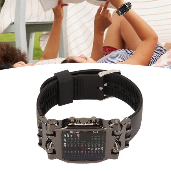 Binär klocka krabba form binär färgglad LED digital display silikon armband elektronisk klocka för pojkar män