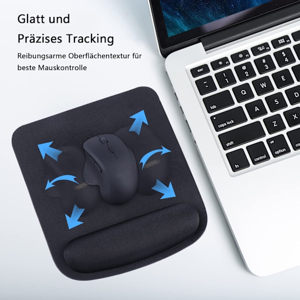 Ergonomisk musmatta, vegansk läderklassisk grå yta med gelkudde för handledsstöd, vattentät och halkfri bas för dator- och laptopanvändare