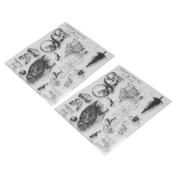 2 STK klare frimærker Ugle kanin fe kort gør frimærker genanvendelige