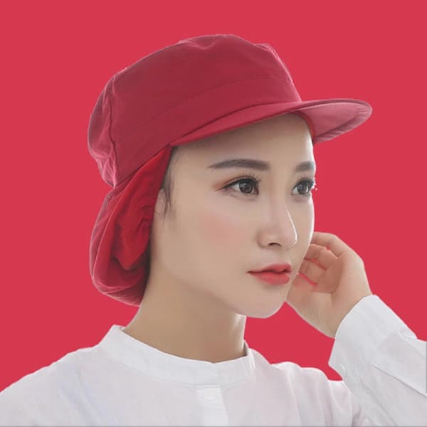 Chef Hat in Solid Color, Skin-Friendly Cotton Mesh for Catering, Waiters, Kitchen, Cooking Qinhai Blue