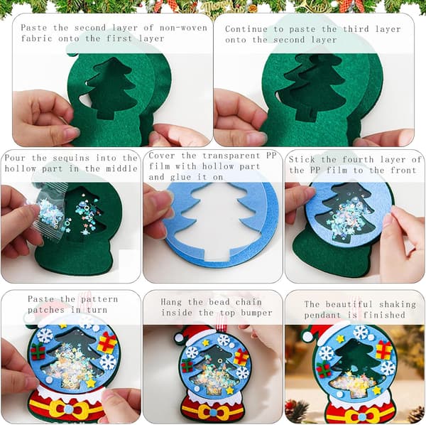 wxsp Jule-krea-sæt, 4 dele, julepynt, hobby, julekrans, krea-sæt, DIY julepynt, selvklæbende jul