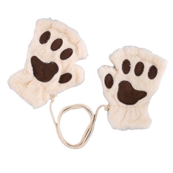 Cat Paw Gloves Winter Cute Thickened Warm Fingerless Fuzzy Plush