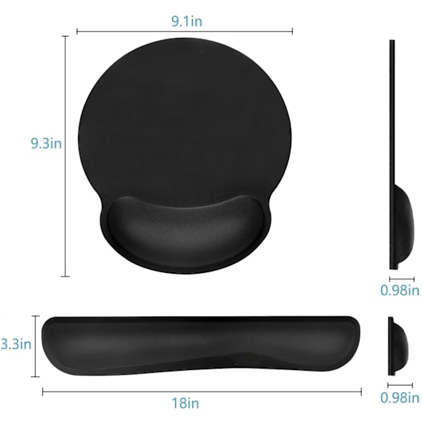 Handledsstöd med Memory Foam, Halkfri Baksida för Stabilt Skrivande, 2-pack, Halkfri Gummibas Säkerställer Säker Placering