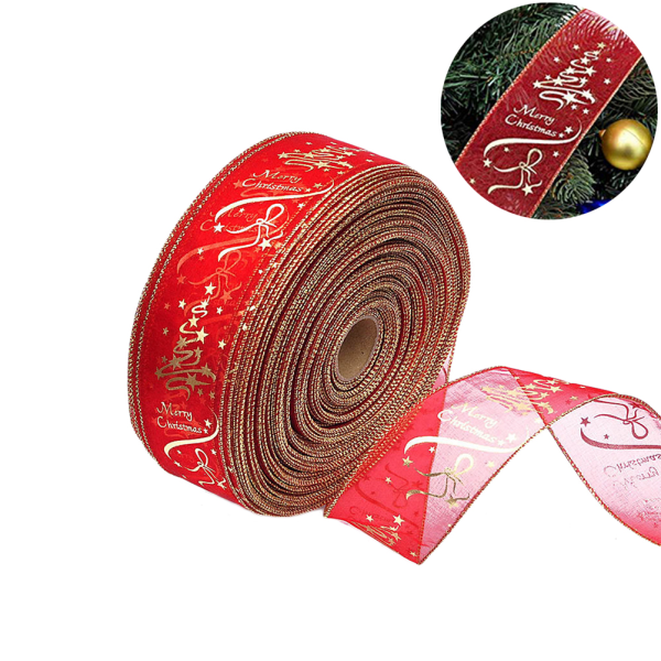 6,3*200 cm dekorativt bånd med julegasbind Transparent trykt