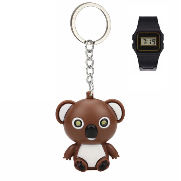 Suloinen värikäs karhun muotoinen lelu avaimenperä LED-äänivalo avaimenperä