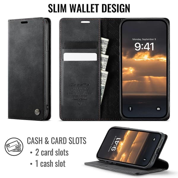 Compatible with iPhone 11 Pro Case CASEME 033 Series RFID Wallet Stand Calf Texture Leather Phone Case