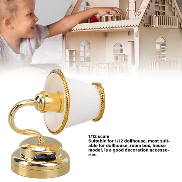 Dockhus Miniatyr Vägglampa Metall Mini Varm LED Dockhus Vägglampa Vägglampa för 1/12 Dockhus Dekoration