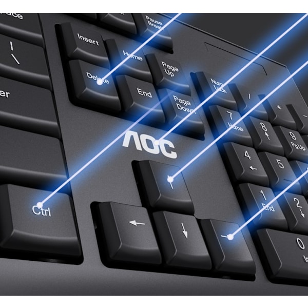 Fullstort datortangentbord med Plug-and-Play-funktionalitet, optisk trådlös mus för hög precision, uppladdningsbart tangentbord & mus-kombination för