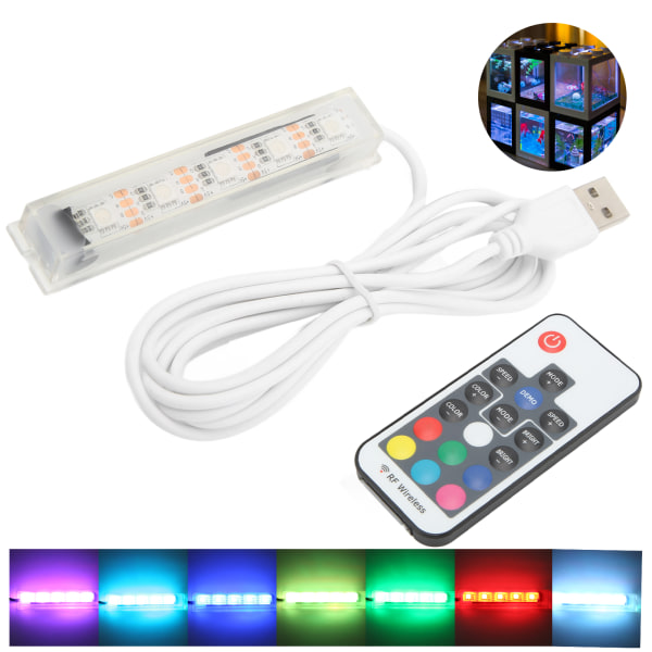 Mikroakvaariovalo USB virralla toimiva kaukosäädin Värikäs akvaario-LED-lamppu LandscapeWhite Wire -langalle