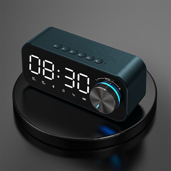 Mångsidig Bluetooth Högtalare Väckarklocka, Stor LED Spegeldisplay, Dubbla Alarm för Vardagar Helger, Snooze-funktion, Hifi Stereo Bas, Batteri