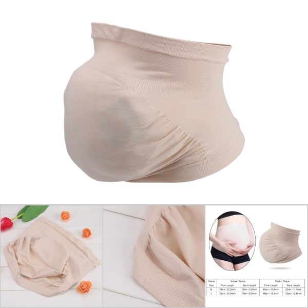 Kvinnor Graviditet Graviditet Mage Mage Stödbälte Seamless elastiskt band Prenatal Care(Beige M)