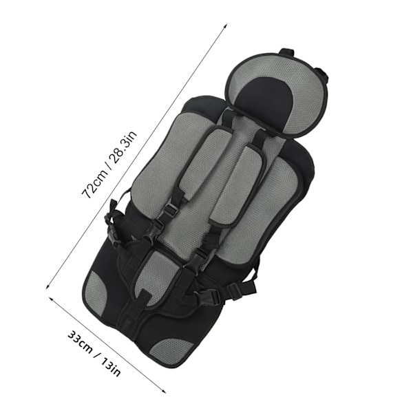 Lasten turvaistuin Yksinkertainen kannettava autoistuin Taitettava säädettävä hihna Matkatarvikkeet Suojaava istuin Tummanharmaa