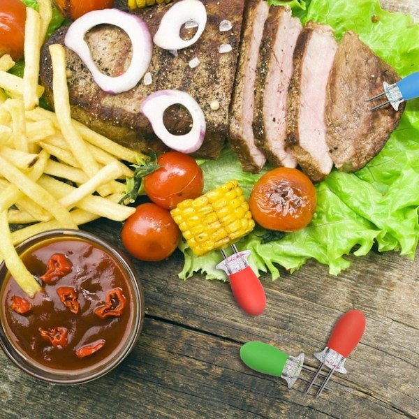 Majskolvshållare, hållbara majskolvshållare i rostfritt stål för grillning, matlagning hemma, picknickar, fester, sammanlåsande design säkerställer säker förvaring, ergonomisk