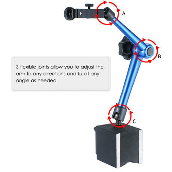 Precision Magnetisk Stativbas, Universell Hållare för Indikatorur, Flexibla Rotationsleder, V-spårsdesign, Koncis Struktur, för