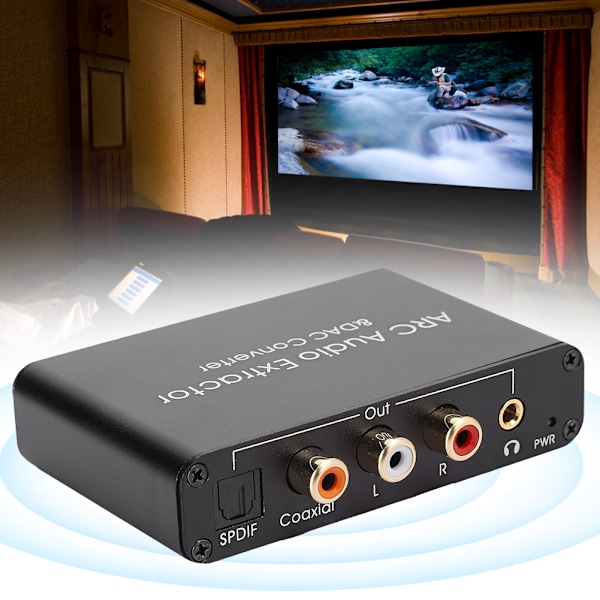 HDMI ARC Ljudextraktor, RCA Stereo Utgång, 3,5mm Hörlursport med Högpresterande Förstärkare, Optisk TOSLINK SPDIF för Hemmabiosystem