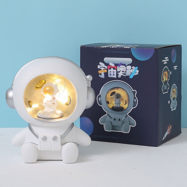 Söt Astronaut Nattljus Nursery Lamp Coin Money Bank Desktop