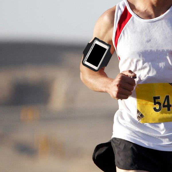 Svart Utendørs Vanntett Pustende Sports Mobiltelefon Arm Bag Pouch for Løping