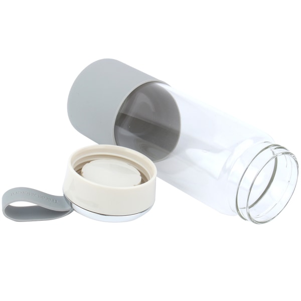 350 ml bärbar vattenflaska i glas BPA-fri vattenkanna med lock (vit)