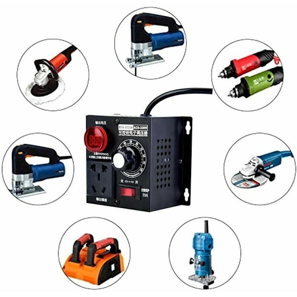 AC 220V 9A 4000W SCR Dimmer Spänningsregulator Motor Fläkt Regulator Hastighetsregulator Dimmer