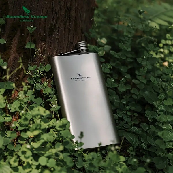 En 250ml/8.45oz ren titanium udendørs hvidvinsflaske, bærbar camping vandflaske, forseglet enkelt lag