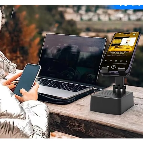 Mobiltelefonholder med trådløs Bluetooth-højttaler og skridsikker bund til iPhone