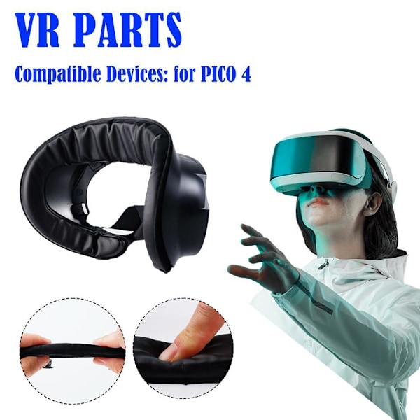 Ansiktsgrensesnitt og ansiktsdekselpute for PICO 4 VR-headset PU-skum C