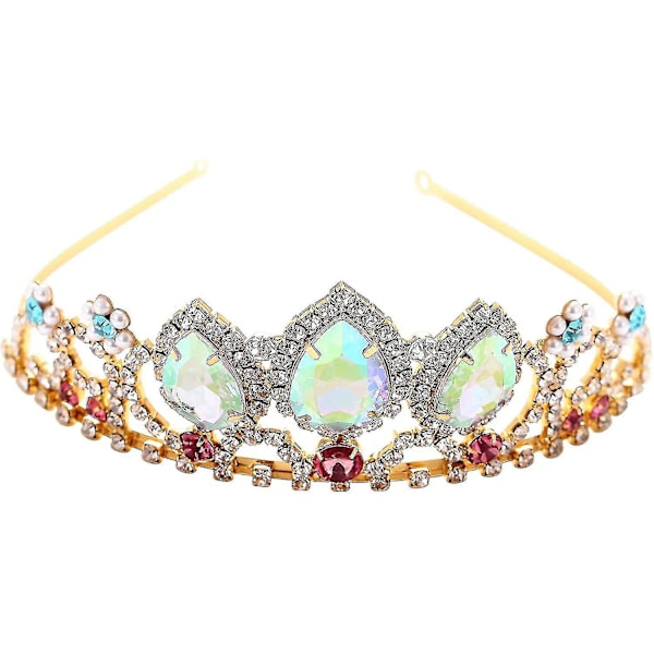 Girls Birthday Gift Rapunzel Tiara Aurora Borealis Stone Sparkle Gold Crown Halloween Princess Tangled Costume Jewelry