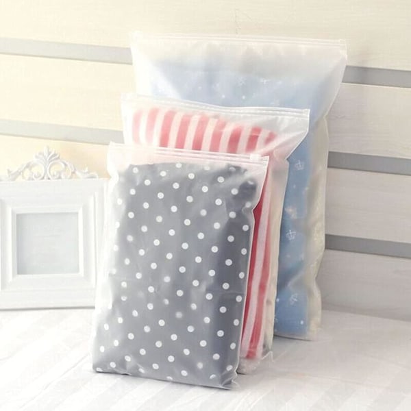 Ziplock-poser for klær 35 stk Frostede gjenlukkbare plastposer med glidelås for klær for skole, reise, gjenbrukbare, vanntette 【YD】