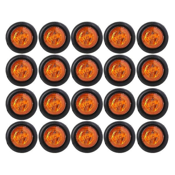 Nya 20x 3/4 tum 3 LED sidomarkeringsljus släpvagn lastbil blinkers positionsljus gul[YD]