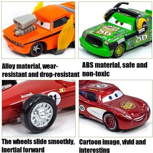 Disney Pixar Bilar Lös Lightning McQueen 1:55 Diecast Modellbilar Drag Party DJ