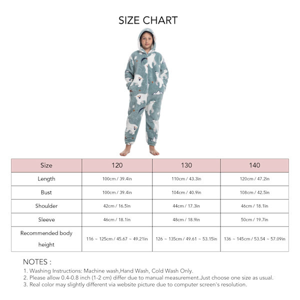 Lasten Haalari Pyjama Söpö Kuviopainatus Vetoketjukiinnitys Unisex Hupullinen Pehmeä Talvi Syksy Tyyppi 4 Type 4 120