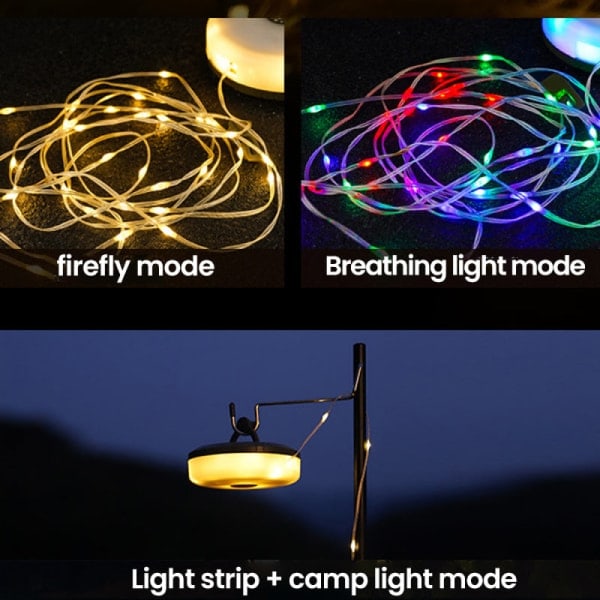 2-i-1 LED-campinglys og lyslenke - Vanntett, bærbar, egnet for utendørs bruk - 8M varm varm-WELLNGS varm 12 warm