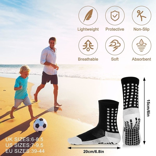 2 par skridsikre sportsfodboldstrømper, unisex atletiske sports grip-strømper skridsikre fodbold-/basketstrømper