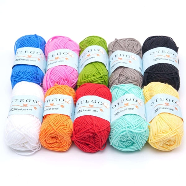 10-pack Bomullsgarn, Stick- och virkgarn i bomull 150g multicolor