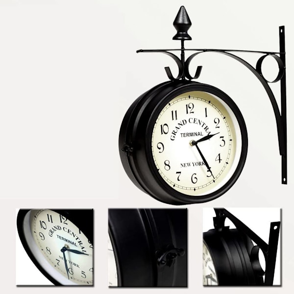 Væg ur smedejern haveur stationsur 2-sidet håndlavet Grand Central Terminal New Yo【mo】