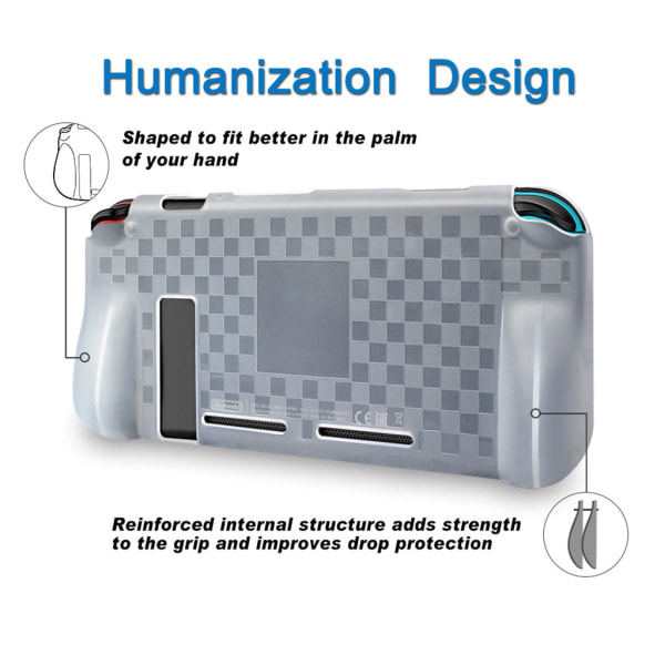 Gjennomsiktig gjennomsiktig etui for Switch OLED håndholdt etui etui gjennomsiktig deksel sølvgrå